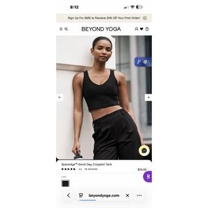 EUC Beyond Yoga Spacedye Good Day Cropped Tank Darkest Night Black L BRA
